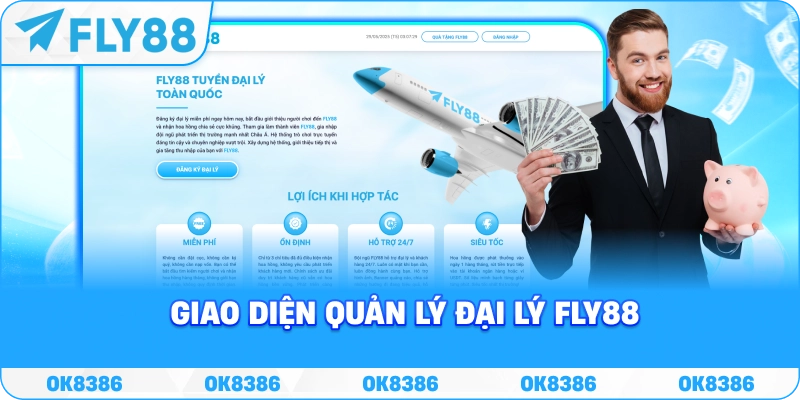 Hình ảnh giao diện quản lý đại lý Fly88 hoặc biểu đồ hoa hồng